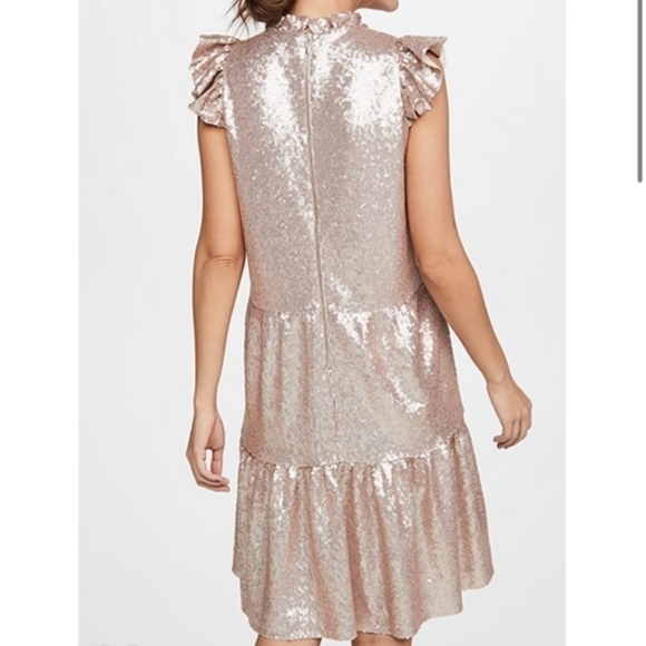 sea New York Selina Rose Gold Sequined Tiered Dress 6 - Picture 4 of 11